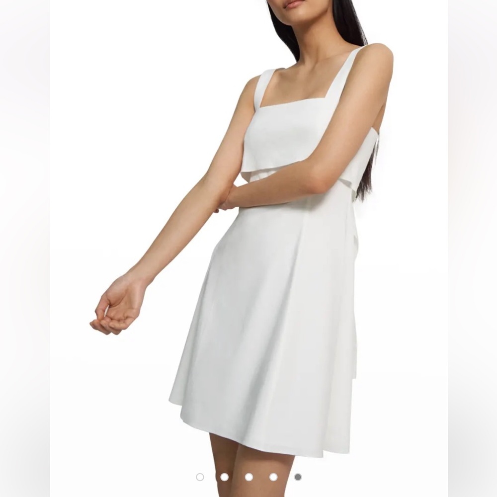 Theory Draped Back Linen Mini Dress